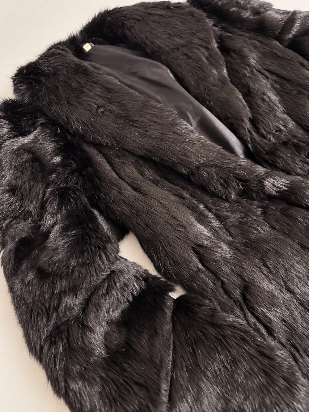 STYLMAN Black Rabbit Fur Jacket | Real Fur Statement Coat - Size Small